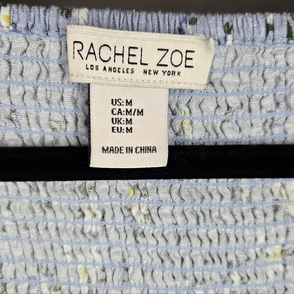 Blue Corset Style Floral Long Sleeve Crop Top - Women's Medium - Picture 8 of 9